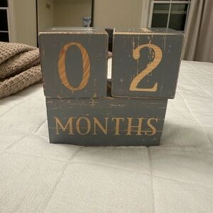 Gray and Tan Wooden Milestone Blocks